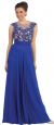 Floral Lace Bust Long Formal Prom Dress with Cutout Back in Royal Blue